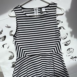 H&M Divided black and white striped dress size small